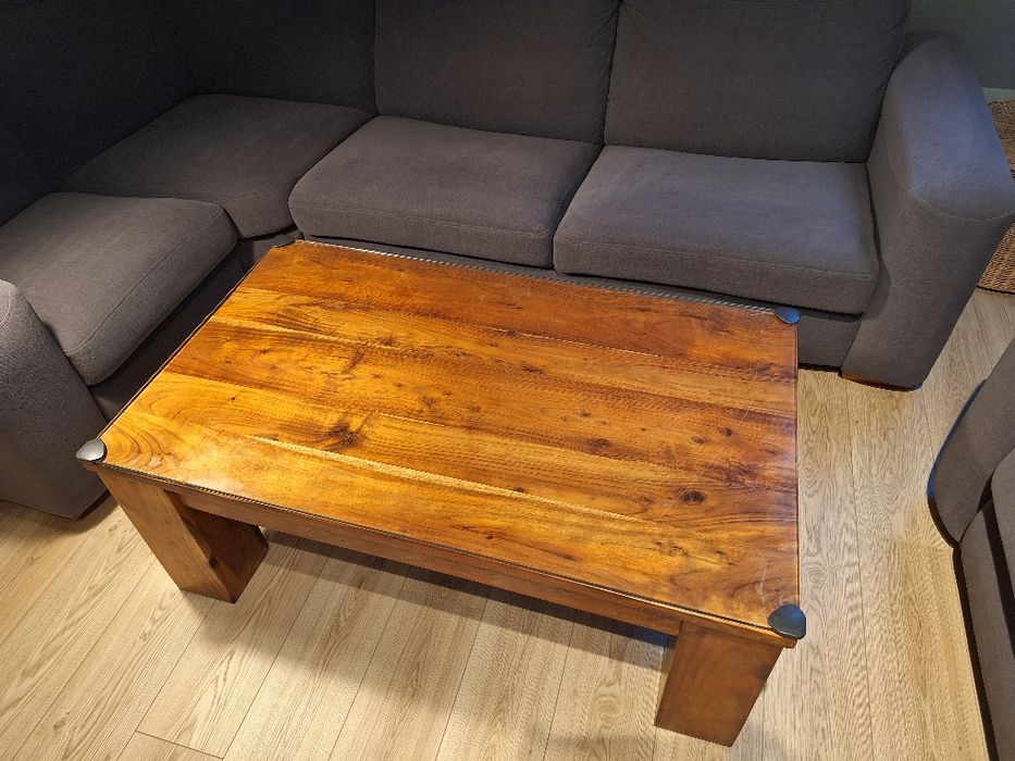 Piękny stolik kawowy (ława) z palisandru 70x119x46 cm – szkło gratis