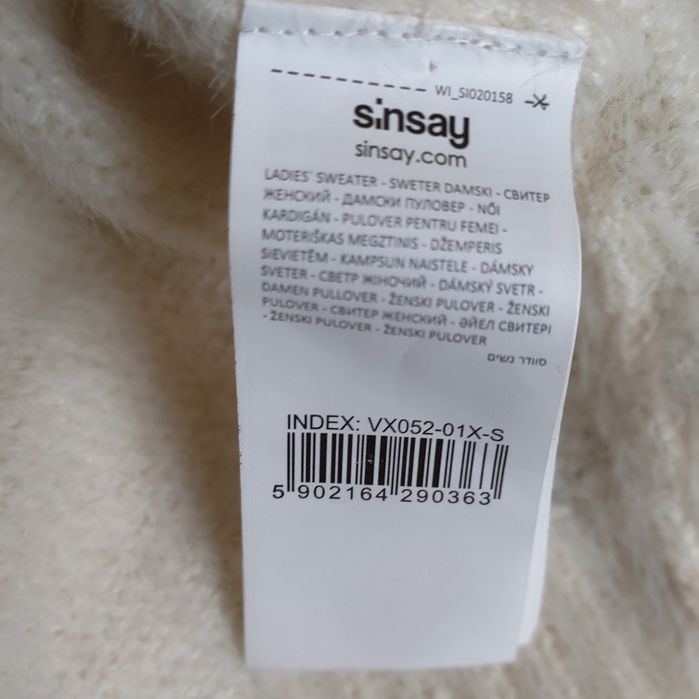 Kremowy sweter damski aplikacje perełeki Sinsay roz. S