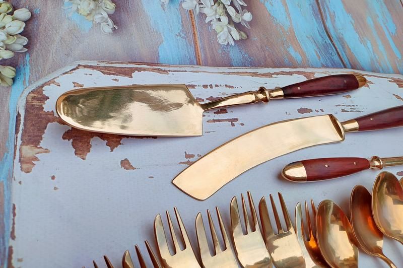 Десертный набор на 8 персон. Бронза, палисандр