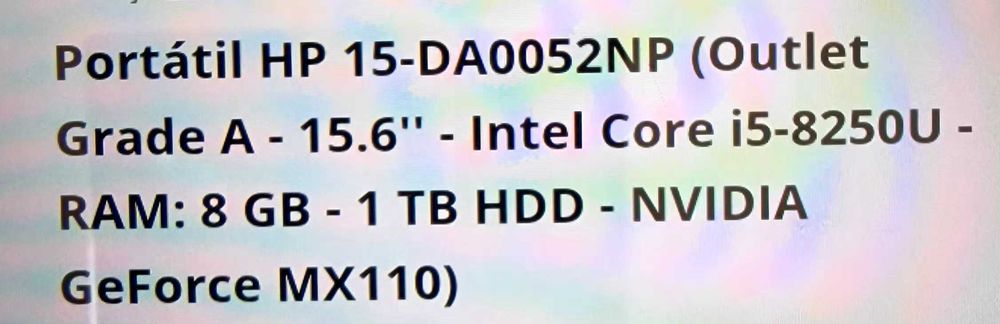 Vendo Portátil HP 15-da0052np