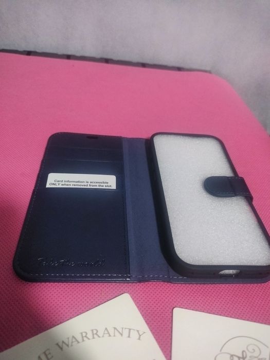Etui Skórzane TUCCH Portfel Magnes RFID do iPhone 13 / 14 | Nowe Blue