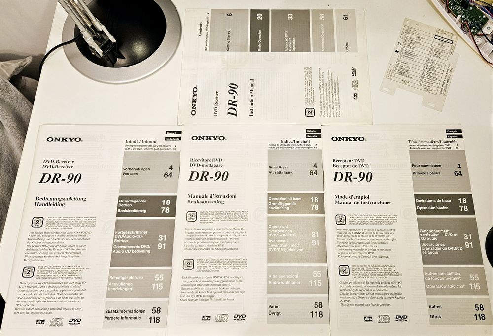 Instrukcja do Onkyo DVD-Receiver DR-60 oryginalna w 7 język