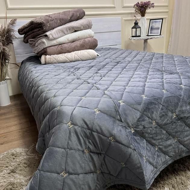 Велюрове покривало Шанель стьобане гарне і якісне, Плед покрывало Хит