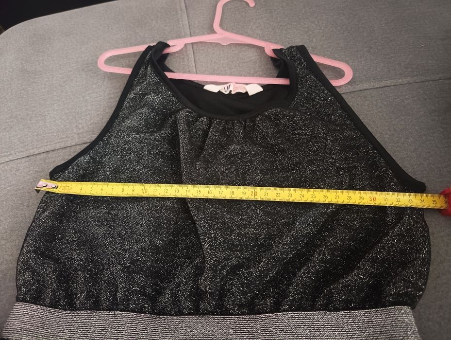 Sukienka czarno-srebrna błyszcząca z tiulem h&m rozm 146 sylwester