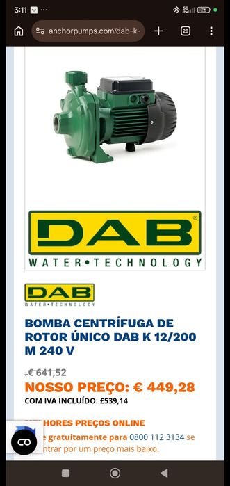 DAB Bomba Centrifuga De Rotor Unico DAB K 12/200 M 240V