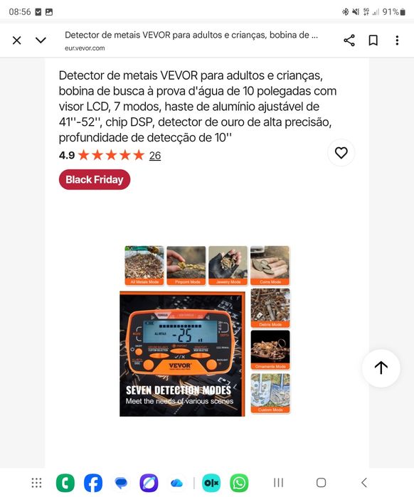 Detectore de metais Vevor novo