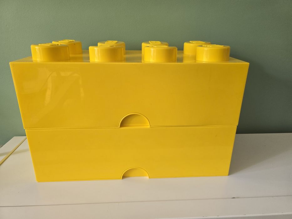 2 pojemniki żółte lego klocek 50x25