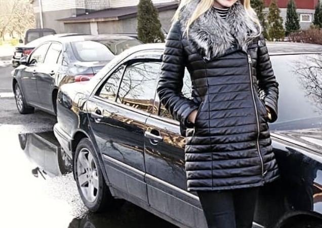 Кожанный пуховик, пальто из натуральной кожи Ares с мехом чернобурки