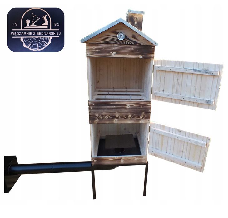 Wędzarnia Drewniana Ogrodowa XXL DACH OBITY BLACHĄ