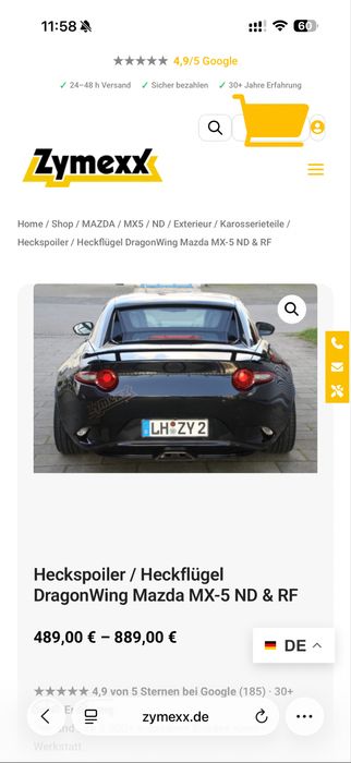 Продам спойлер / антикрыло mazda mx5 nd