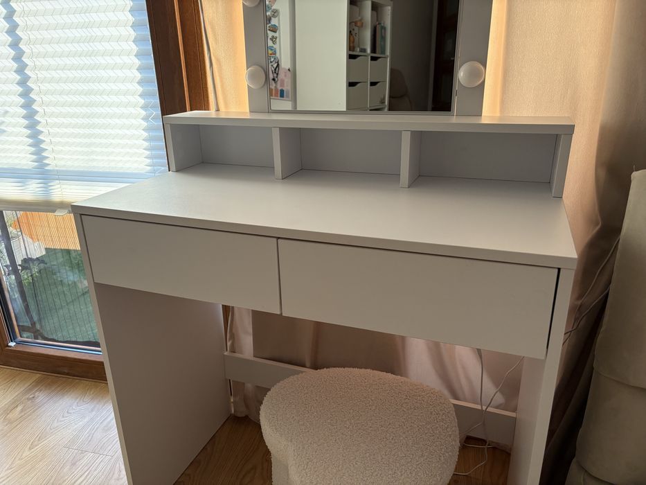 Toaletka biała 80 cm z 2 szufladami