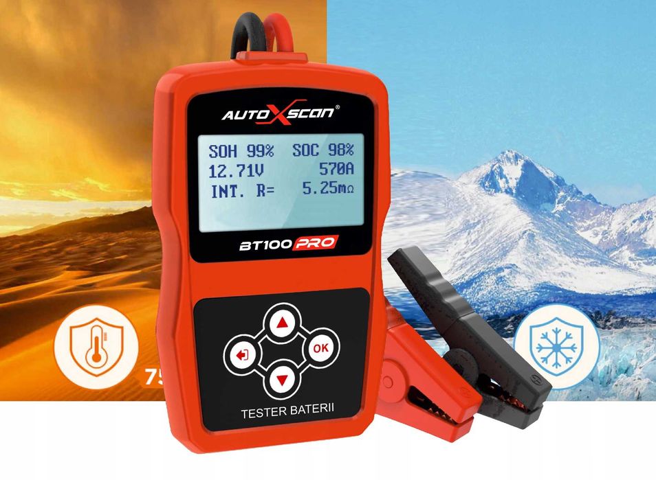 Tester Do AKUMULATORÓW Baterii 12V BT100 PRO Język Polski+inst.PL