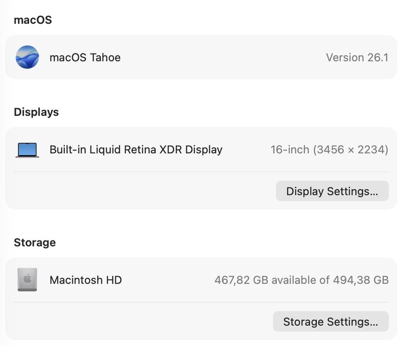 MacBook Pro 16 2021 M1 Max 32 GPU 32GB RAM 512GB SSD 95%