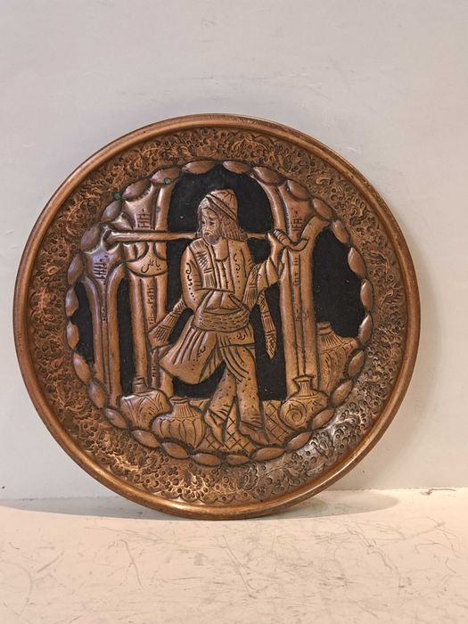 Подарок. Тарелка медная - Японский мотив - медь.