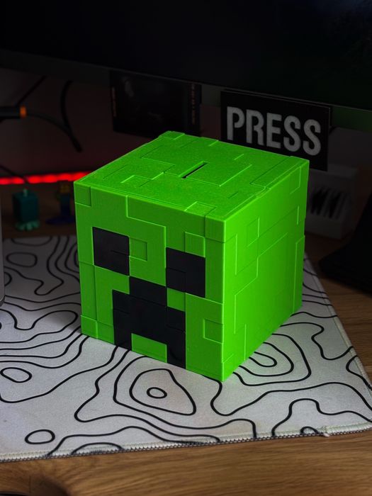 Скарбничка Minecraft Кріпер — для монет і купюр, 3D-друк