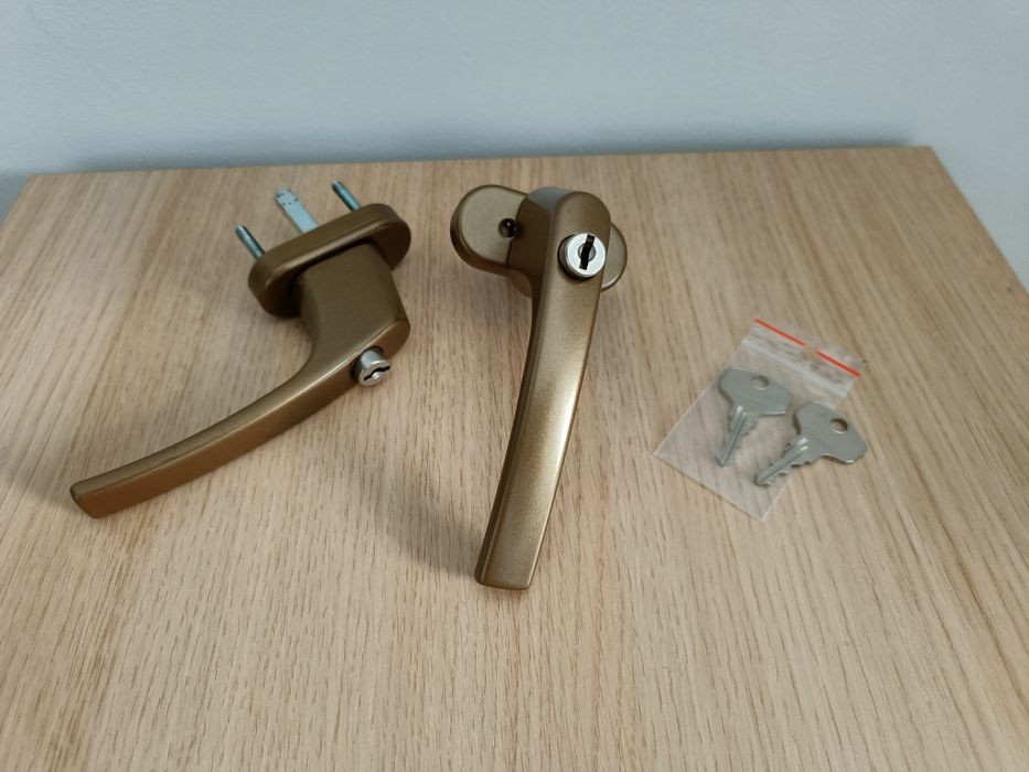 Klamka okienna na klucz złota, zabezpieczenie dla dzieci, można 2 szt.