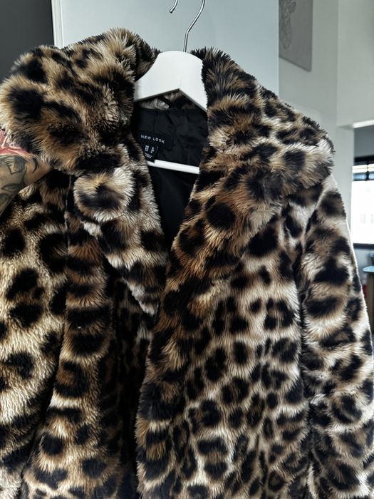 Kożuszek leopard print kurtka zimowa L