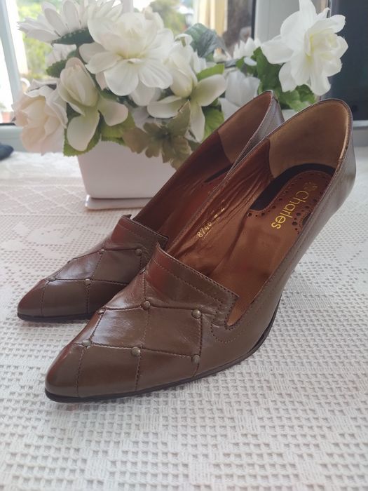Sapatos castanho mel em pele - Charles - Tamanho 35 - Novos!