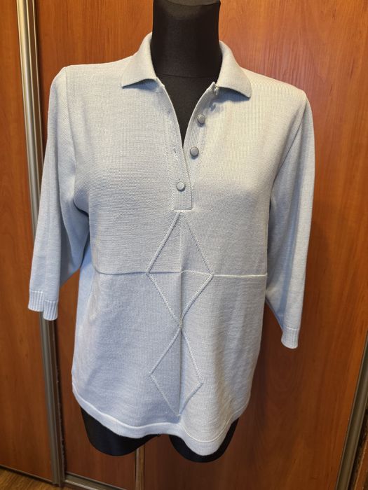 Blekitny sweter vintage z merino