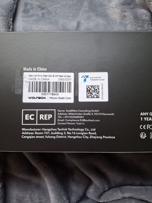 Wolfbox g900 камера заднього виду/ відеореєстратор у дзеркалі 4k