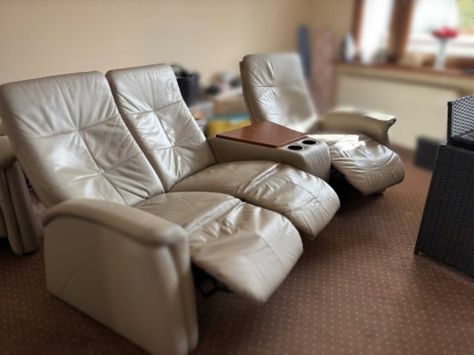 Sofa skórzana 3-os. RELAX z barkiem Gala Collezione TIVOLI 100% skóra