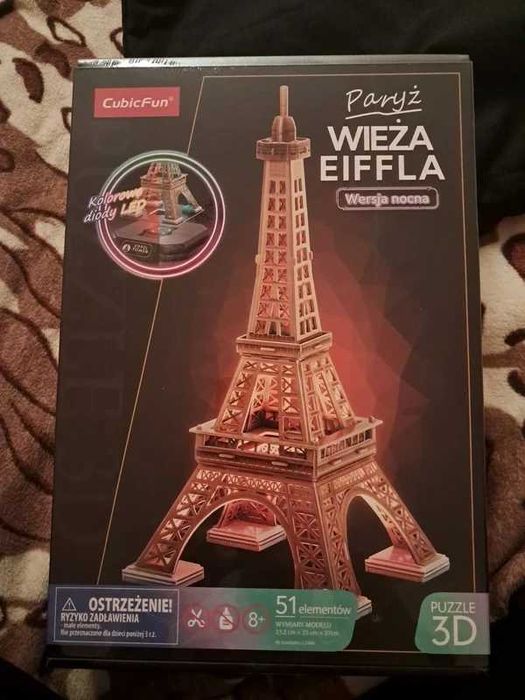 Puzzle 3D Model Wieży Eiffla led nowe