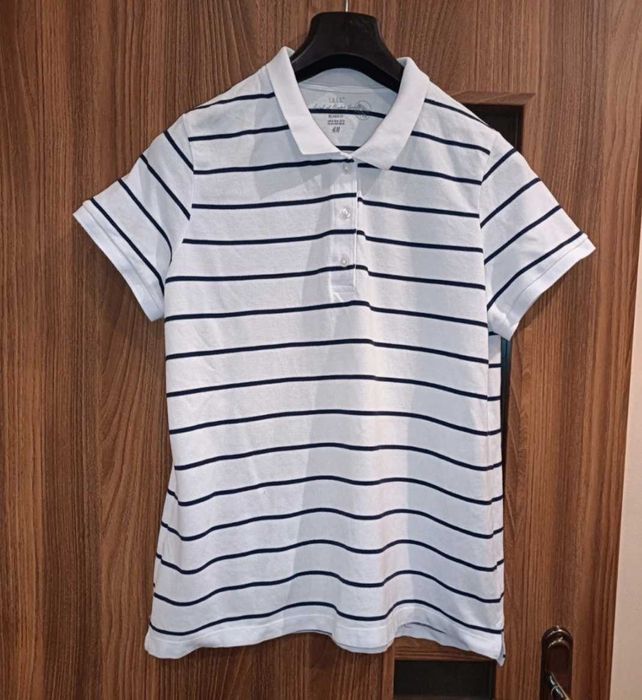 T-shirt męski biały w paski