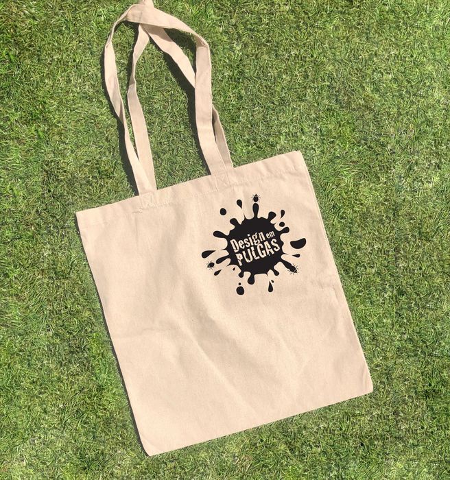 Design em Pulgas Logo Tote Bag Saco Pano Cru - PORTES GRÁTIS