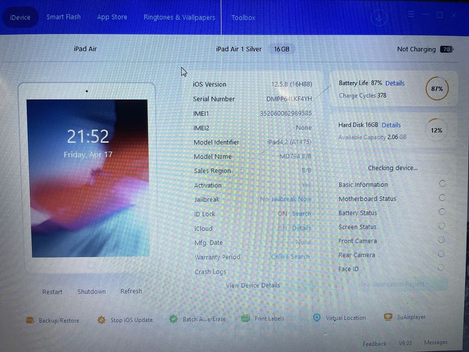 Apple iPad Air (1-st gen) — 16 GB, АКБ 87%