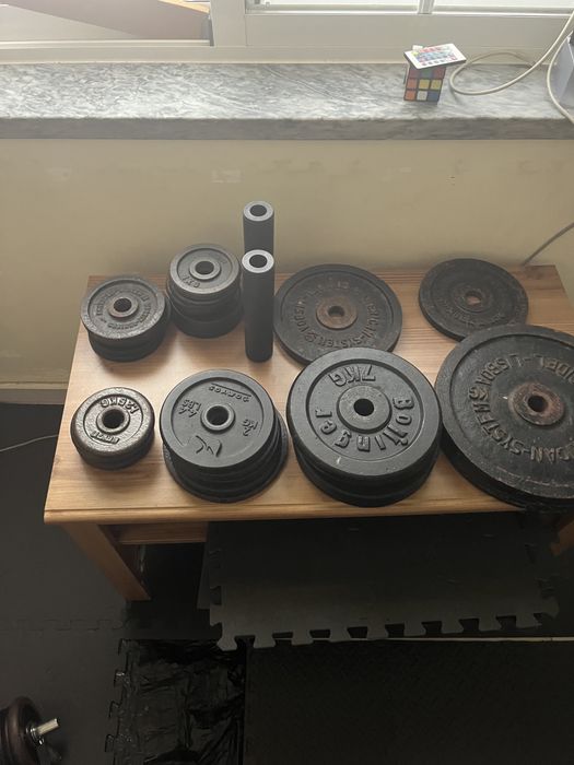 Home Gym Completo - Anilhas + halteres tudo incluido +120kg