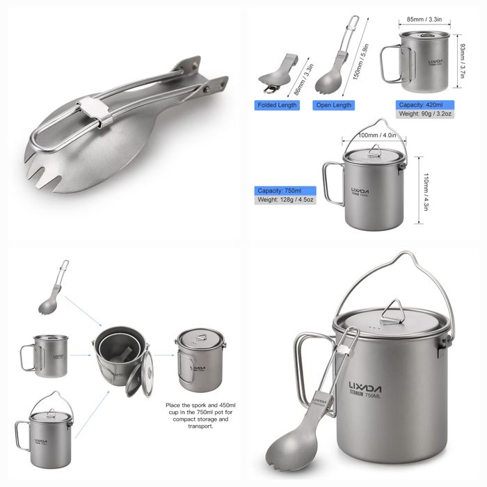 Похідні набори: титанові ложки, виделки, ножі, палочки, щипці. ТИТАН!