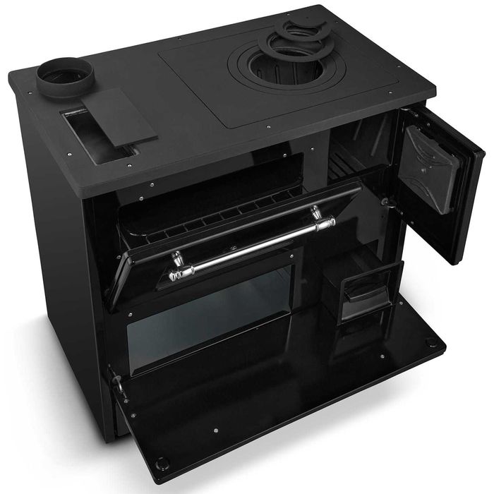 Kuchnia na drewno piec koza kuchnia czarny z płaszczem wodnym 16kW