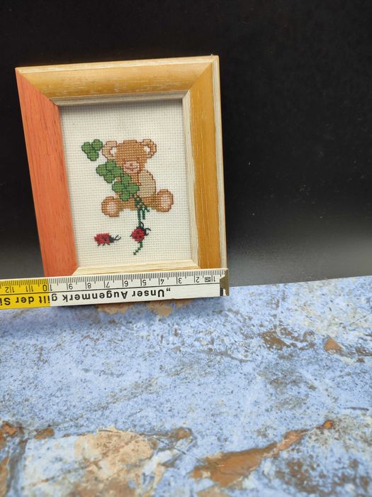 Obrazek Haft w drewnianej ramce za szkłem - Design - vintage 3087