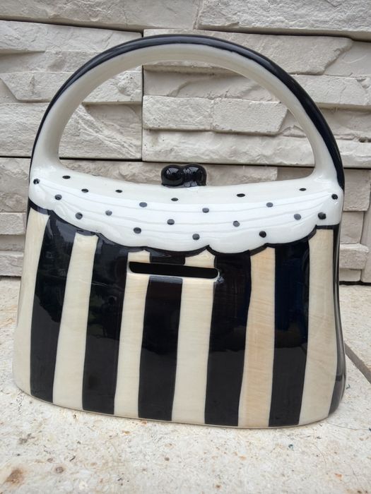 Skarbonka torebka z porcelany wzorowana na Gucci Dior hand painted