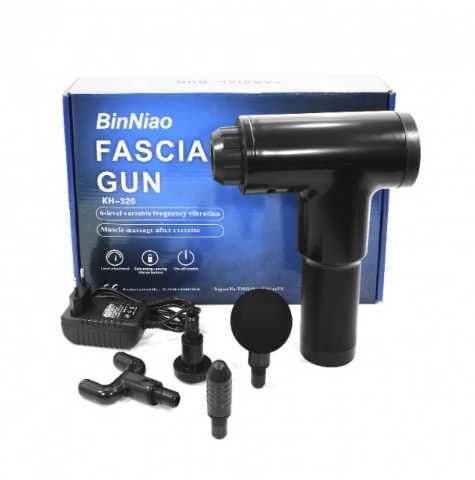 Перкусійний масажер пістолет Fascial Gun: ударний ручний акумуляторний масажер для тіла, спини та м'язів, 4 насадки массажер перкуссионный