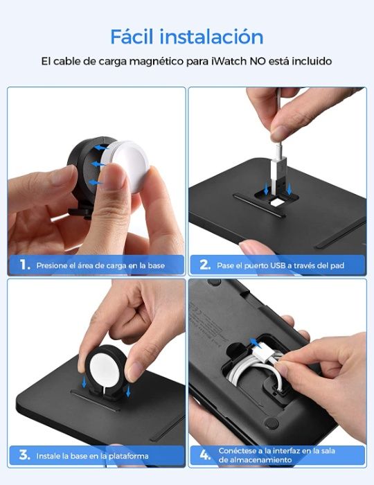 Carregador Wireless 7.5W Fast Charge 2 em 1 iPhone AirPods Pro Watch