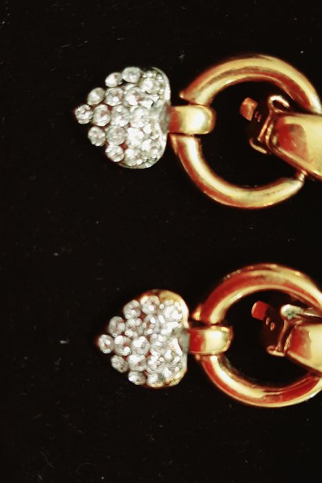 Винтажные клипсы с подвесками сердечками