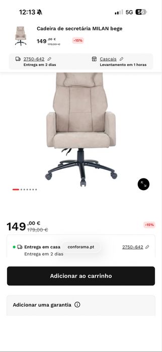 Cadeira de secretária MILAN bege
