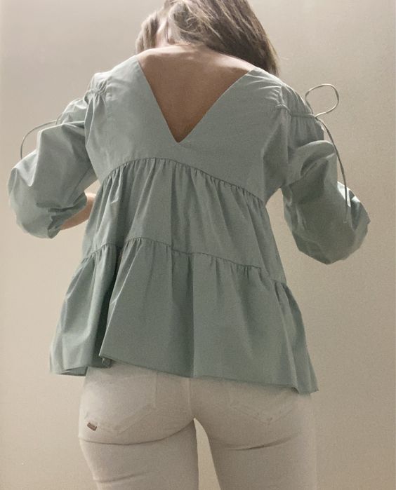 Blusa Zara, popelina, tamanho XS, verde