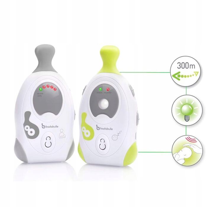 Badabulle – niania elektroniczna + lampka 300 m, kolor biały