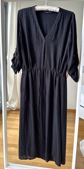 Vestido fluido comprido Massimo Dutti preto