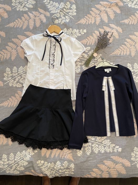 Спідниця,блузка,кардиган,шкільний костюм комплект