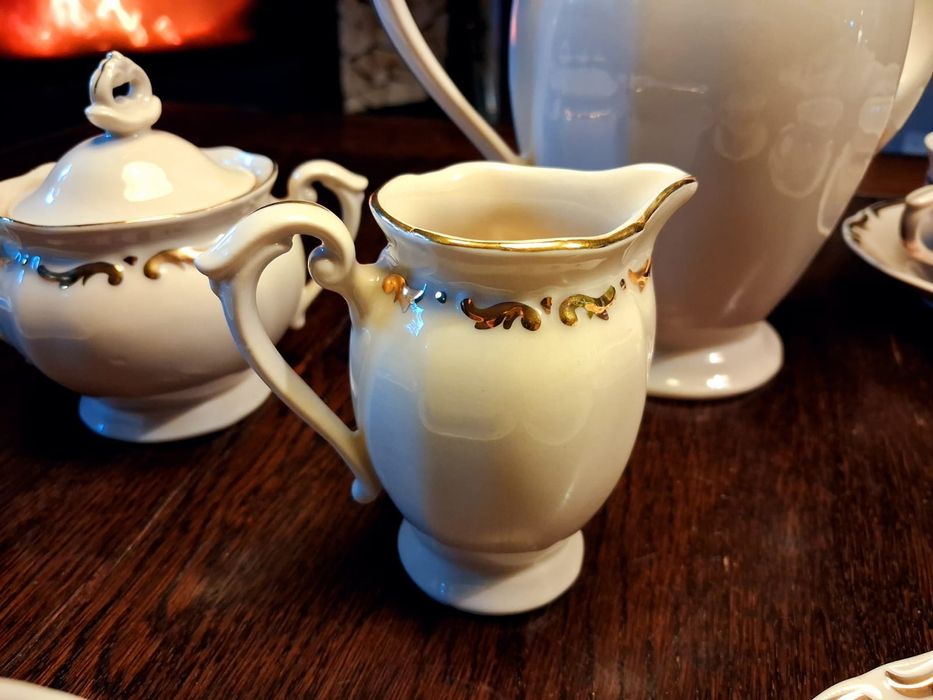 Unikat stan idealny ! serwis kawowy porcelana Tułowice 6 osób antyk !