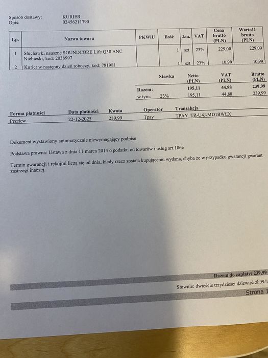 Słuchawki nauszne SOUNDCORE Life Q30 ANC – niebieskie (NOWE)