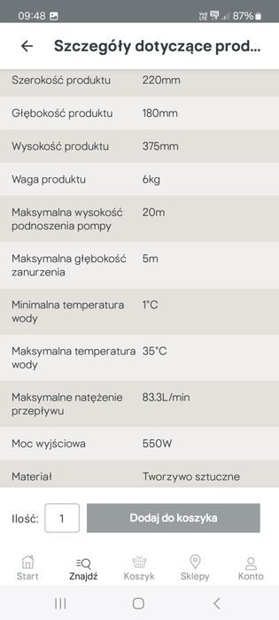 Pompa wodna zatapialna ogrodowa