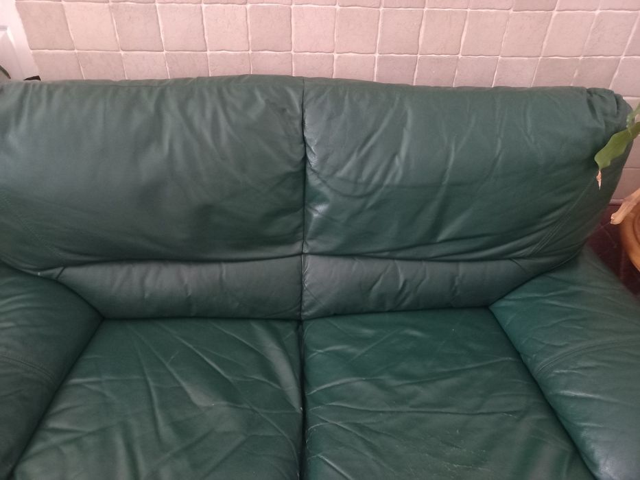 Sofá em pele cor verde dois lugares 20% de desconto até 30 de Novembro