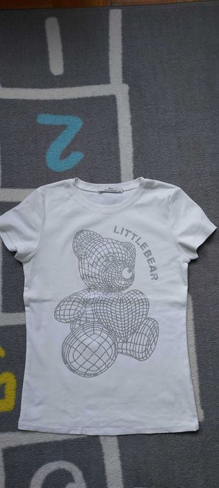 koszulka bawełniana, T-shirt, biały, z cekinami, rozmiar M