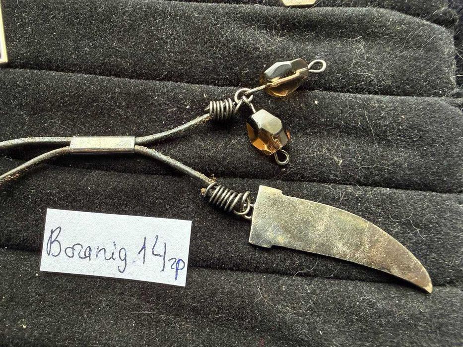 Кольє чокер кулони на шнурках - срібло