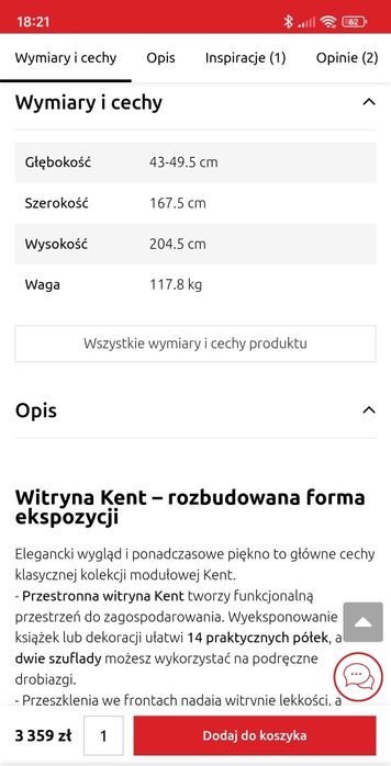 Duża witryna w kolorze kasztanowym