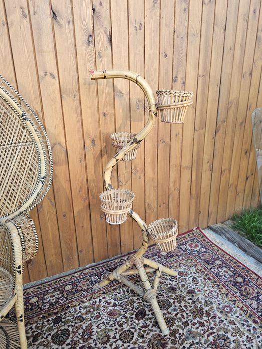 Oryginalny kwietnik rattan bambus boho gięty #1125 Stylowy Węgrów